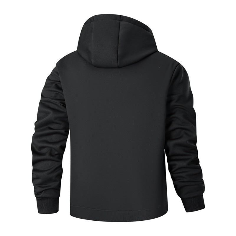 Sherpa Lined Zip Up Hoodie Jacket Front Pocket