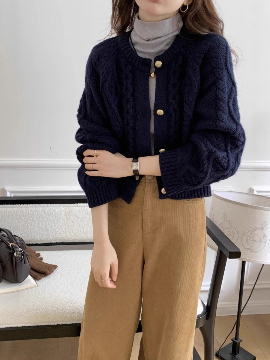 Cable Button Up Cardigan Cropped