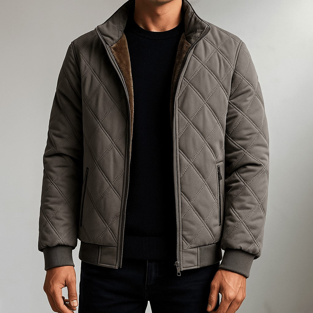 Sherpa Lined Bomber Jacket Diamond Quilted