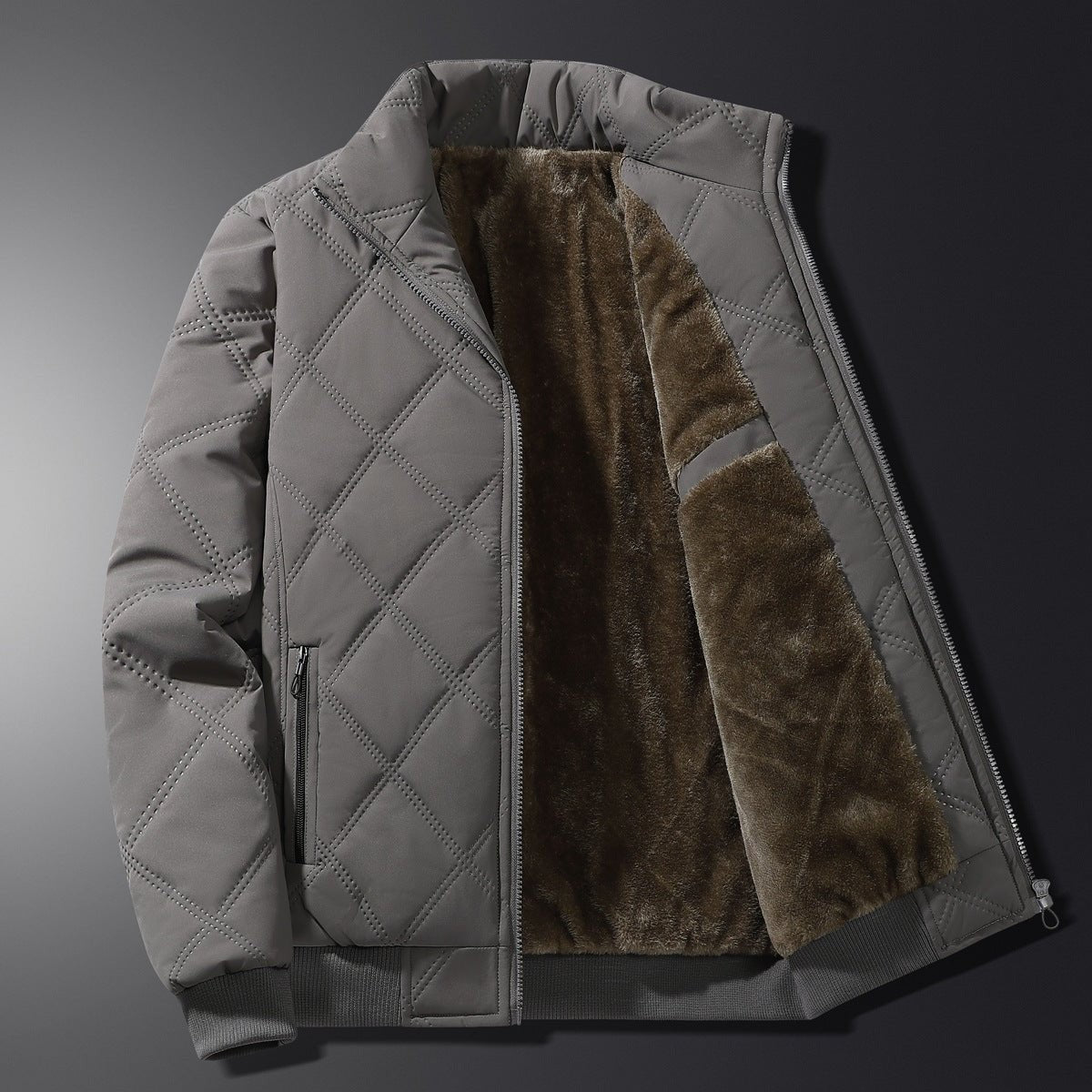 Sherpa Lined Bomber Jacket Diamond Quilted