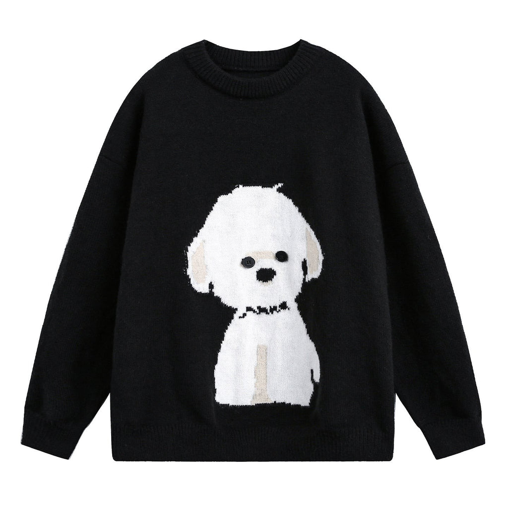 Dog Graphic Oversized Pullover Sweater