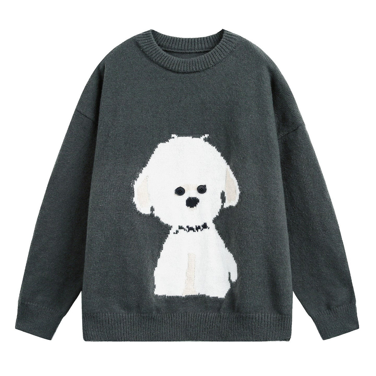 Dog Graphic Oversized Pullover Sweater