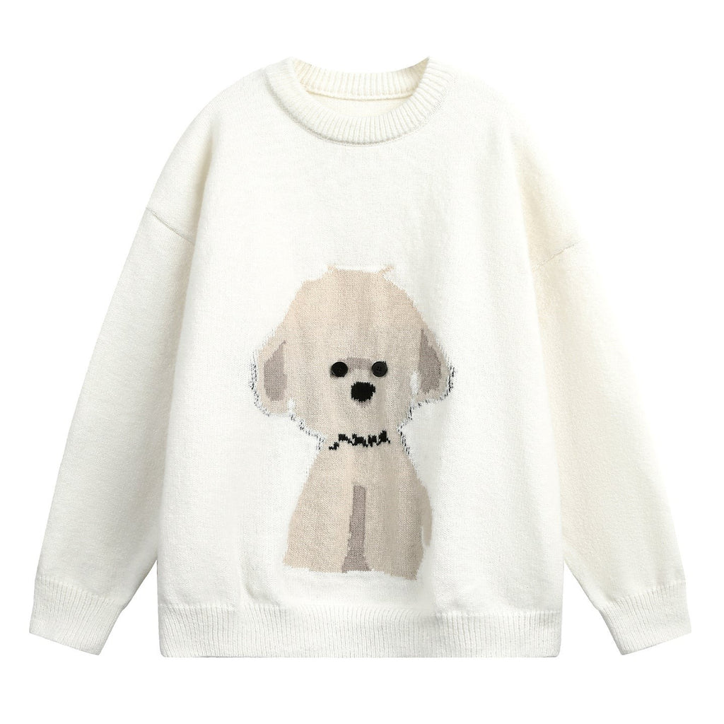 Dog Graphic Oversized Pullover Sweater