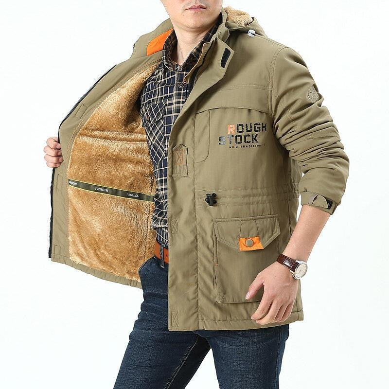 Veste doublée à capuche, fermeture éclair frontale, poche poitrine