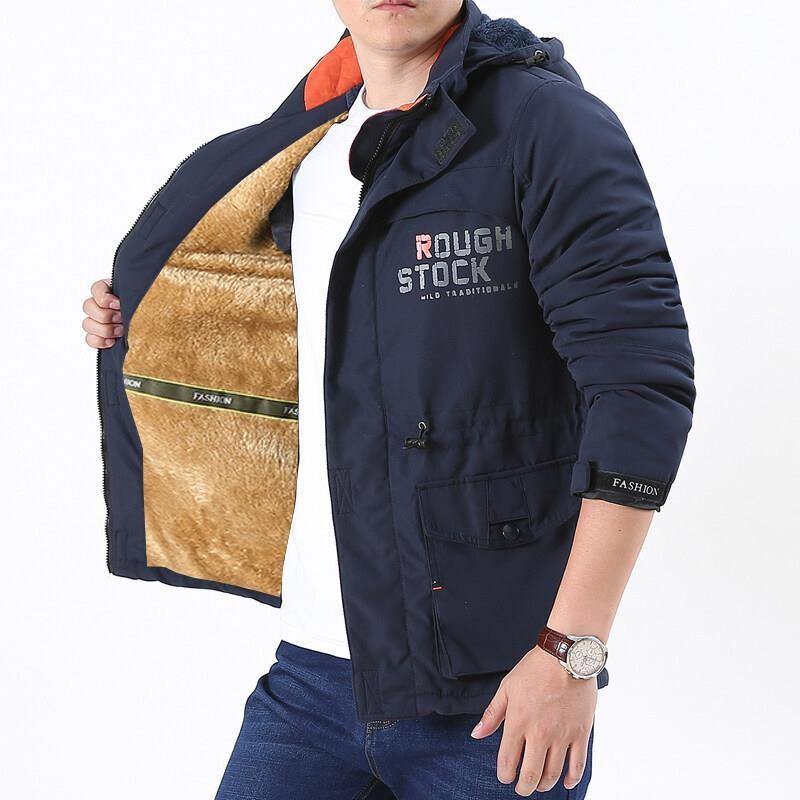 Veste doublée à capuche, fermeture éclair frontale, poche poitrine
