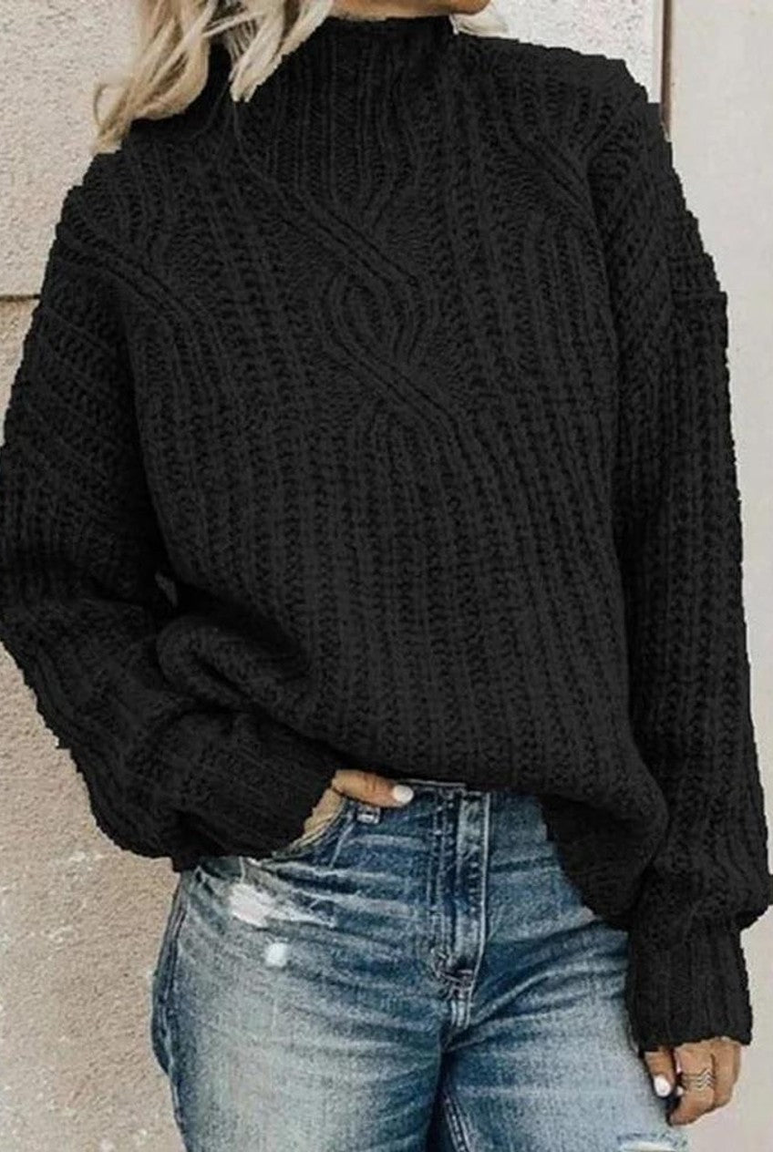 Pull à col roulé en maille torsadée Oversized