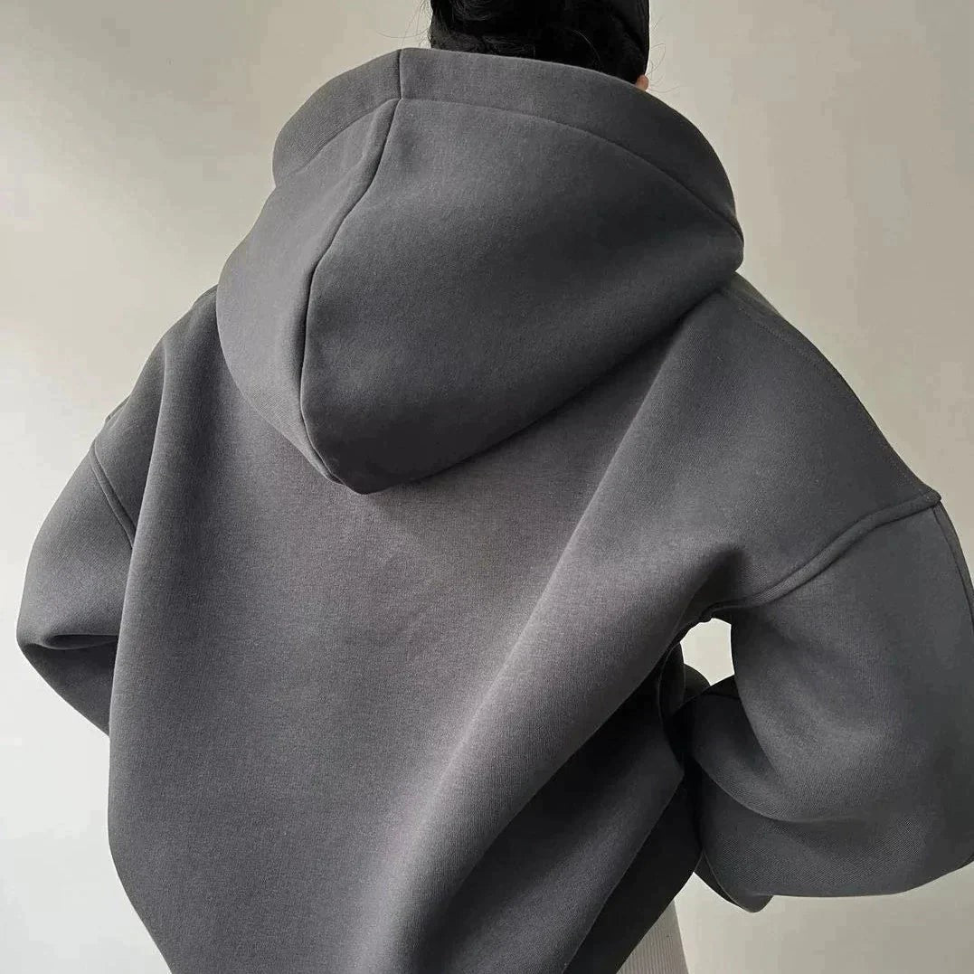 Oversized Pullover Hoodie Open Collar