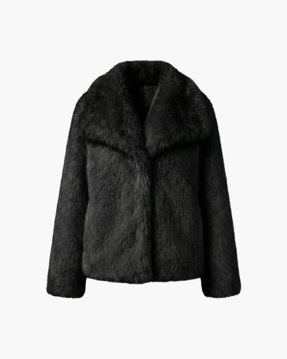 Relaxed fit faux fur jacket wide collar