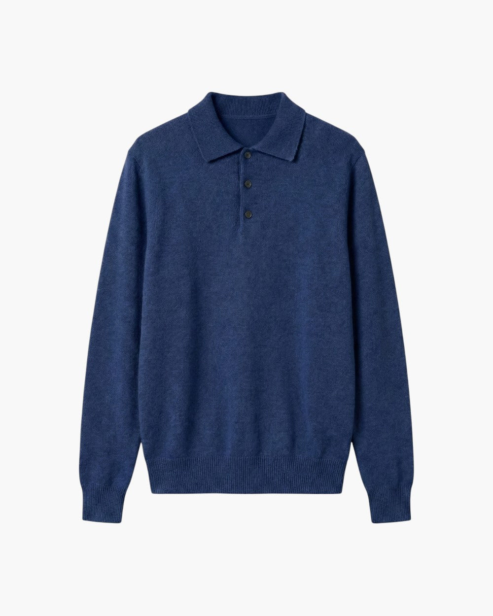 Long-Sleeve Knitted Polo Shirt Wool