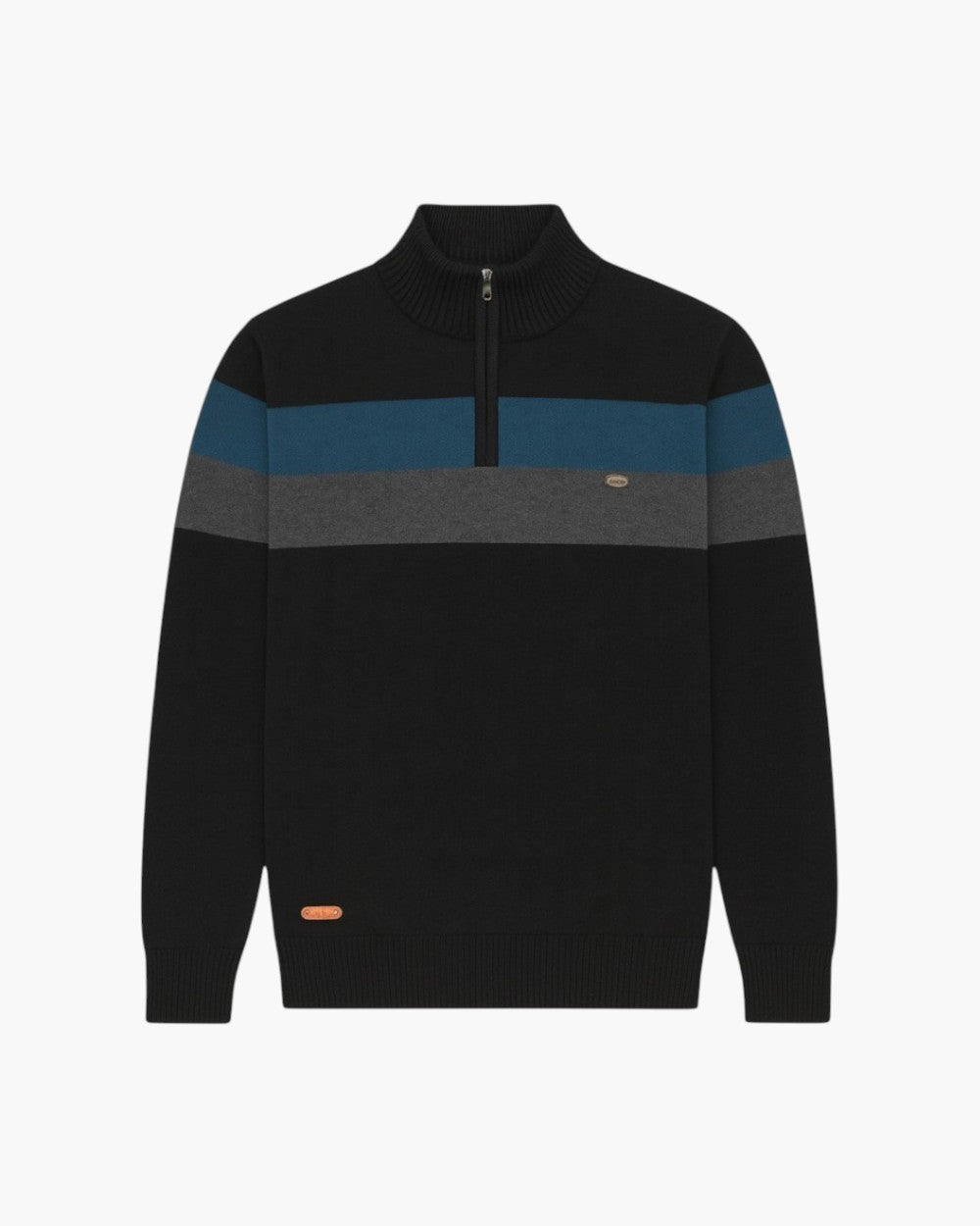 Zip-Neck Troyer Color Block Stripes