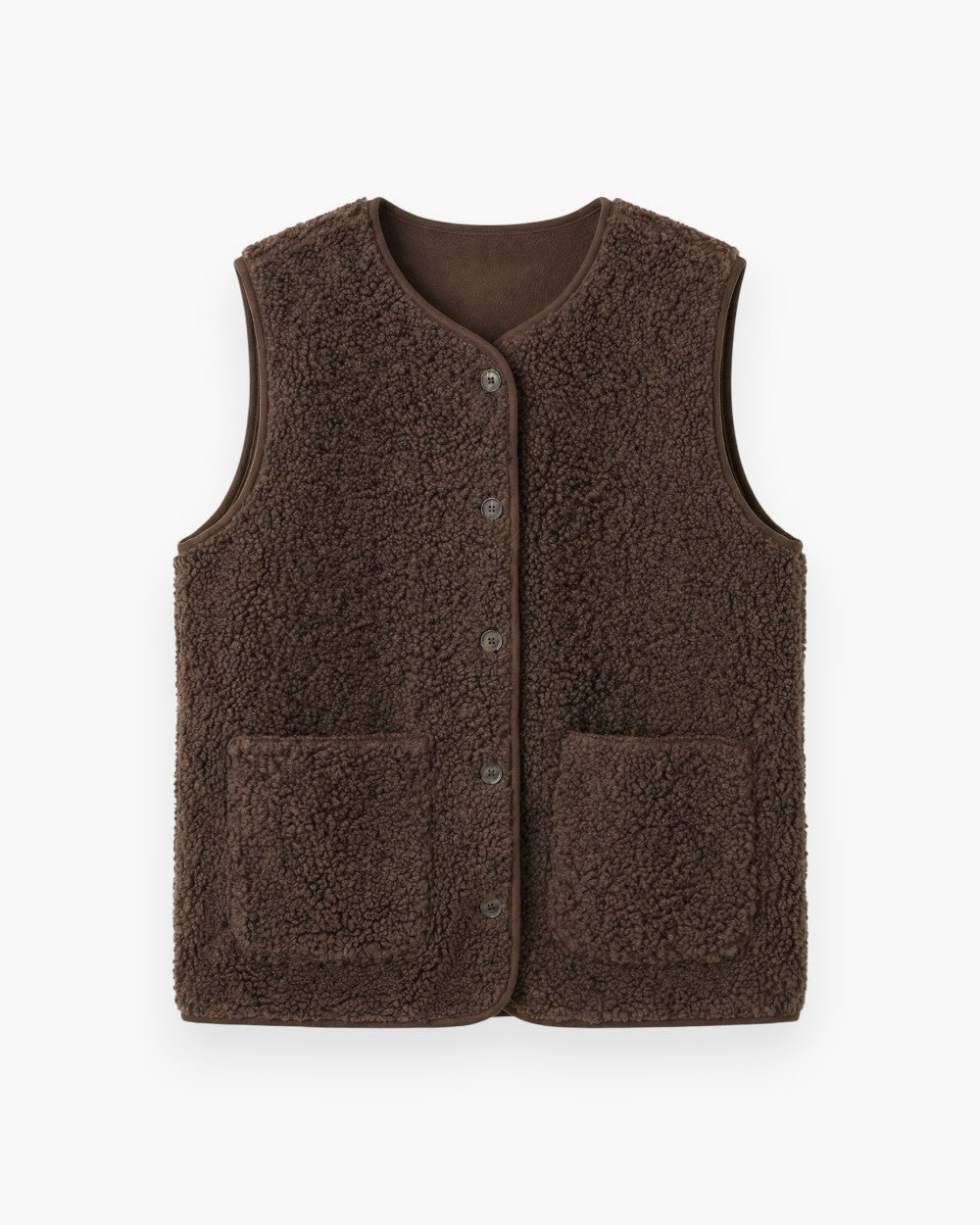 Sleeveless teddy fleece vest with pockets