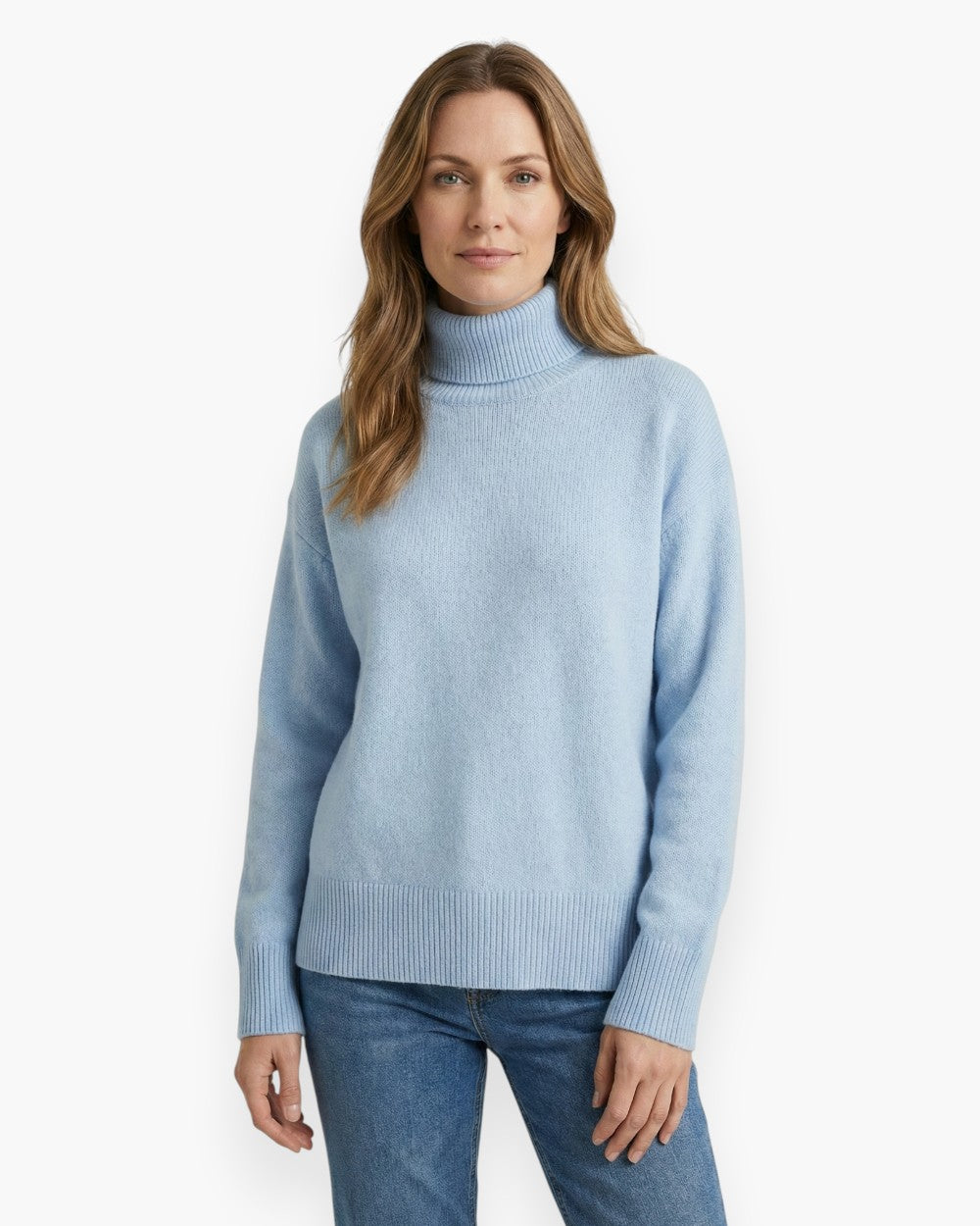 Relaxed Fit Turtleneck Sweater with Drop Shoulder