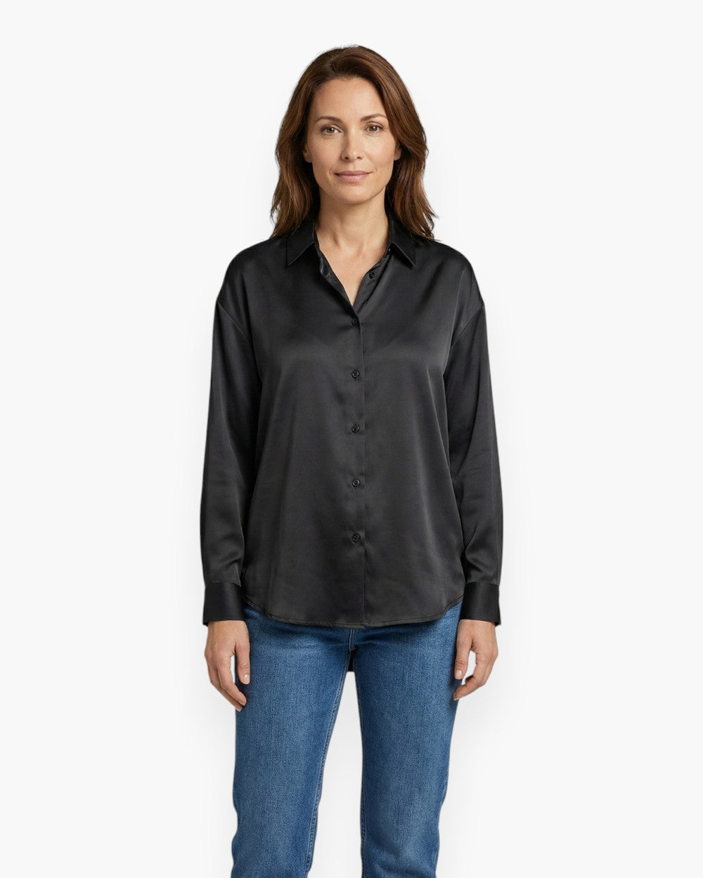Satin Blouse With High-Low Hem
