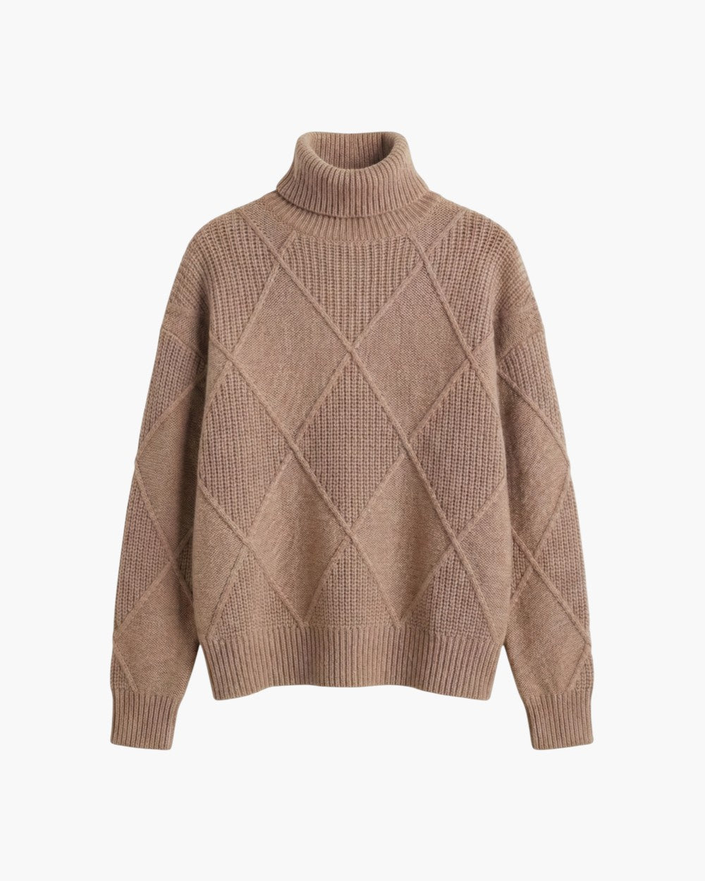 Turtleneck Sweater In Diamond Knit