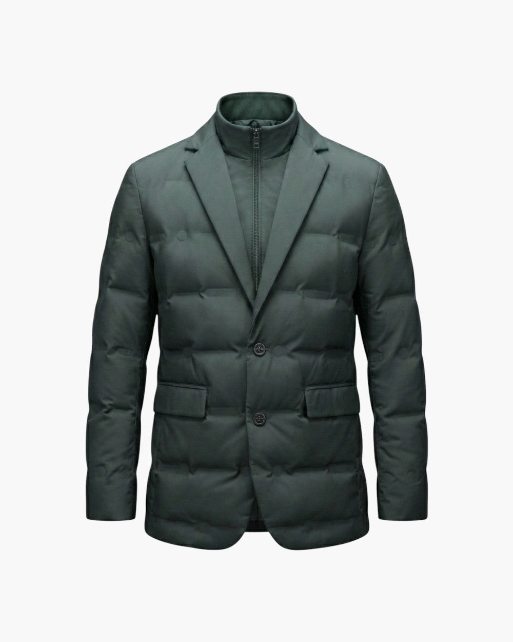Single-Breasted Puffer Blazer With Zippered Inner Collar