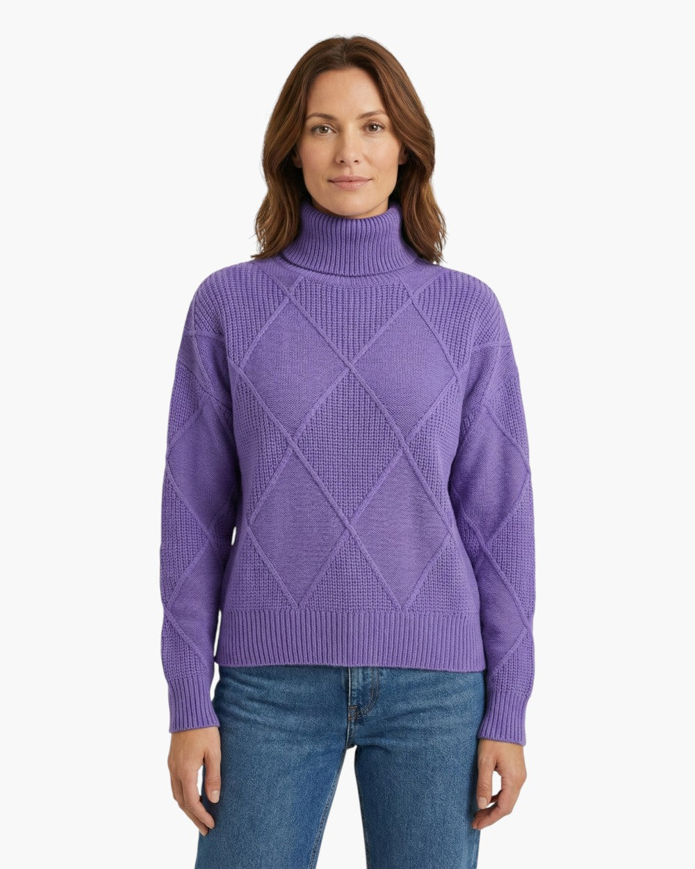 Turtleneck Sweater In Diamond Knit