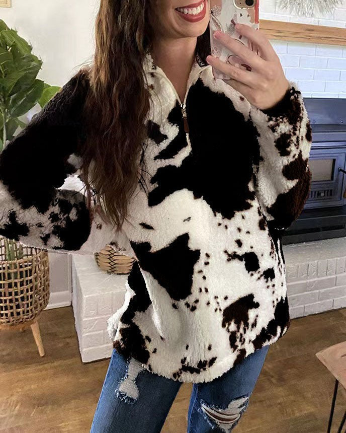 Sweat-shirt Sherpa Oversized à col zippé