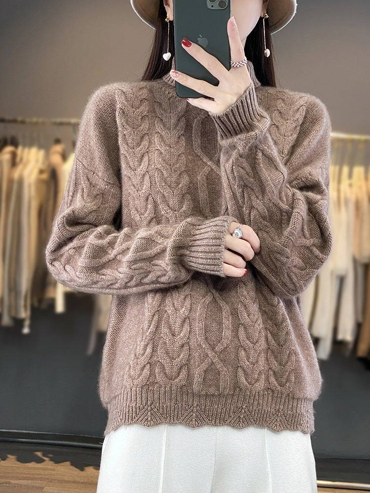 Cable Turtleneck Sweater Oversized Fit