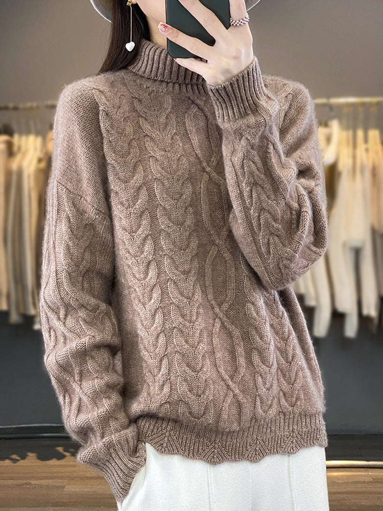 Cable Turtleneck Sweater Oversized Fit