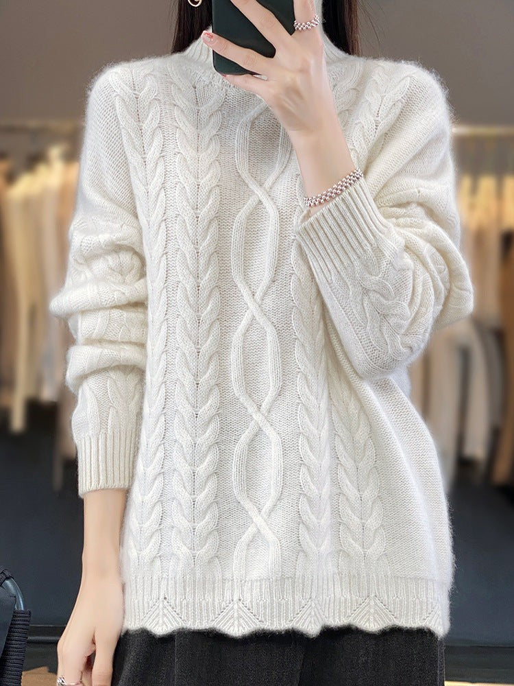 Cable Turtleneck Sweater Oversized Fit