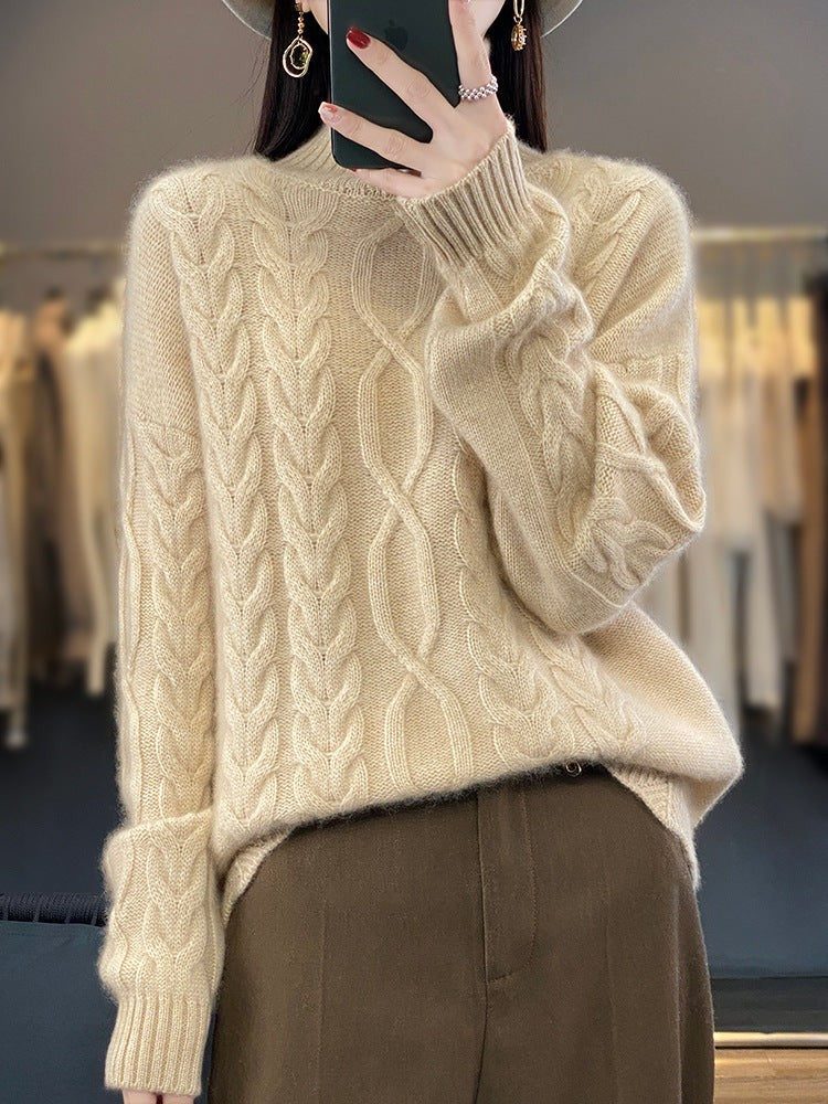 Cable Turtleneck Sweater Oversized Fit