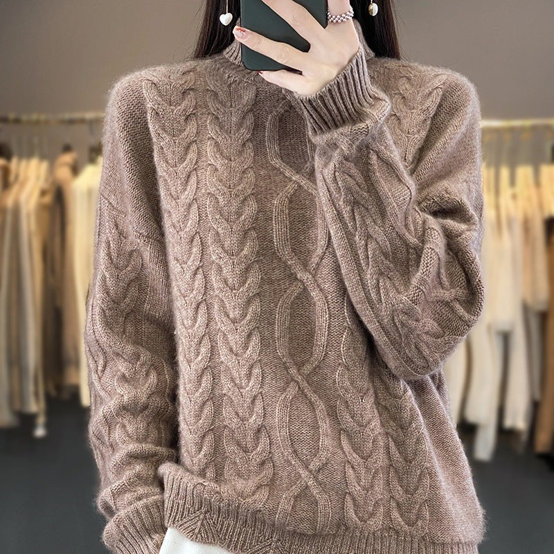 Cable Turtleneck Sweater Oversized Fit