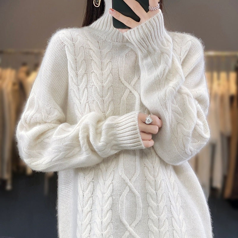 Cable Turtleneck Sweater Oversized Fit