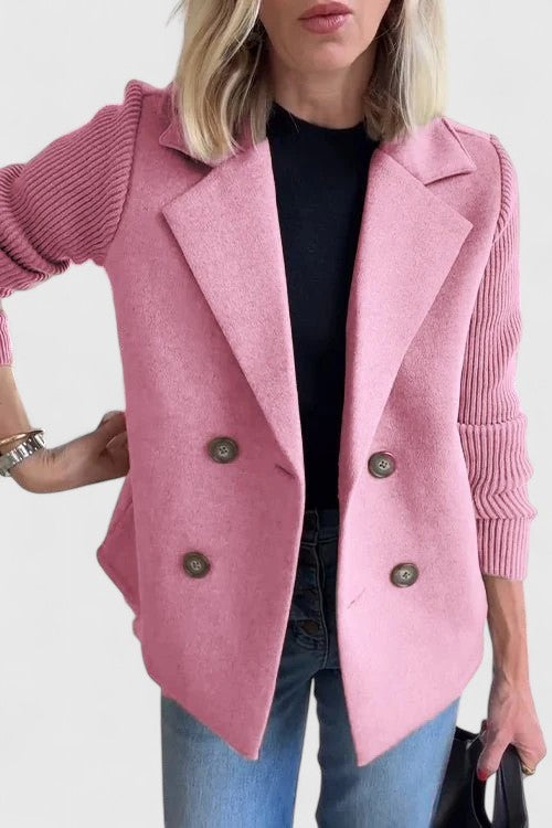 Double Breasted Sleeveless Blazer Notch Lapel