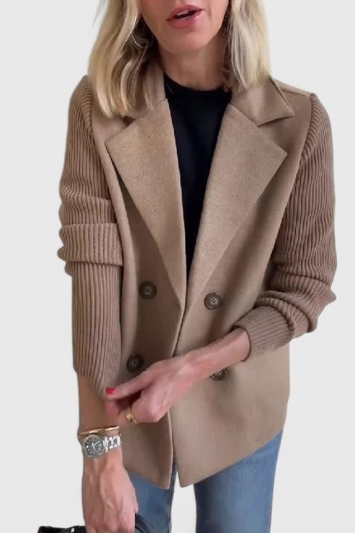 Double Breasted Sleeveless Blazer Notch Lapel