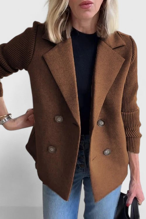 Double Breasted Sleeveless Blazer Notch Lapel