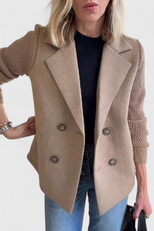 Double Breasted Sleeveless Blazer Notch Lapel