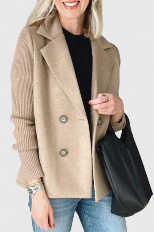 Double Breasted Sleeveless Blazer Notch Lapel