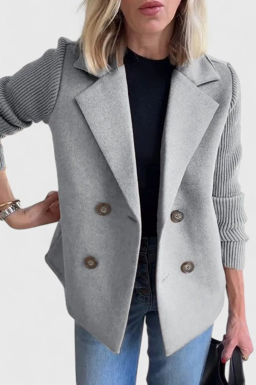 Double Breasted Sleeveless Blazer Notch Lapel