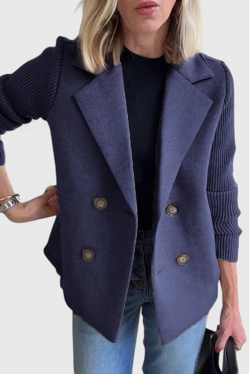 Double Breasted Sleeveless Blazer Notch Lapel