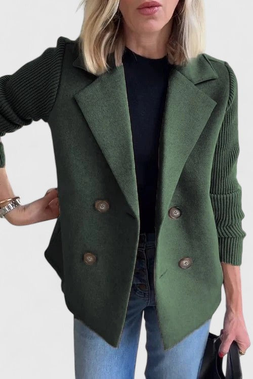 Double Breasted Sleeveless Blazer Notch Lapel