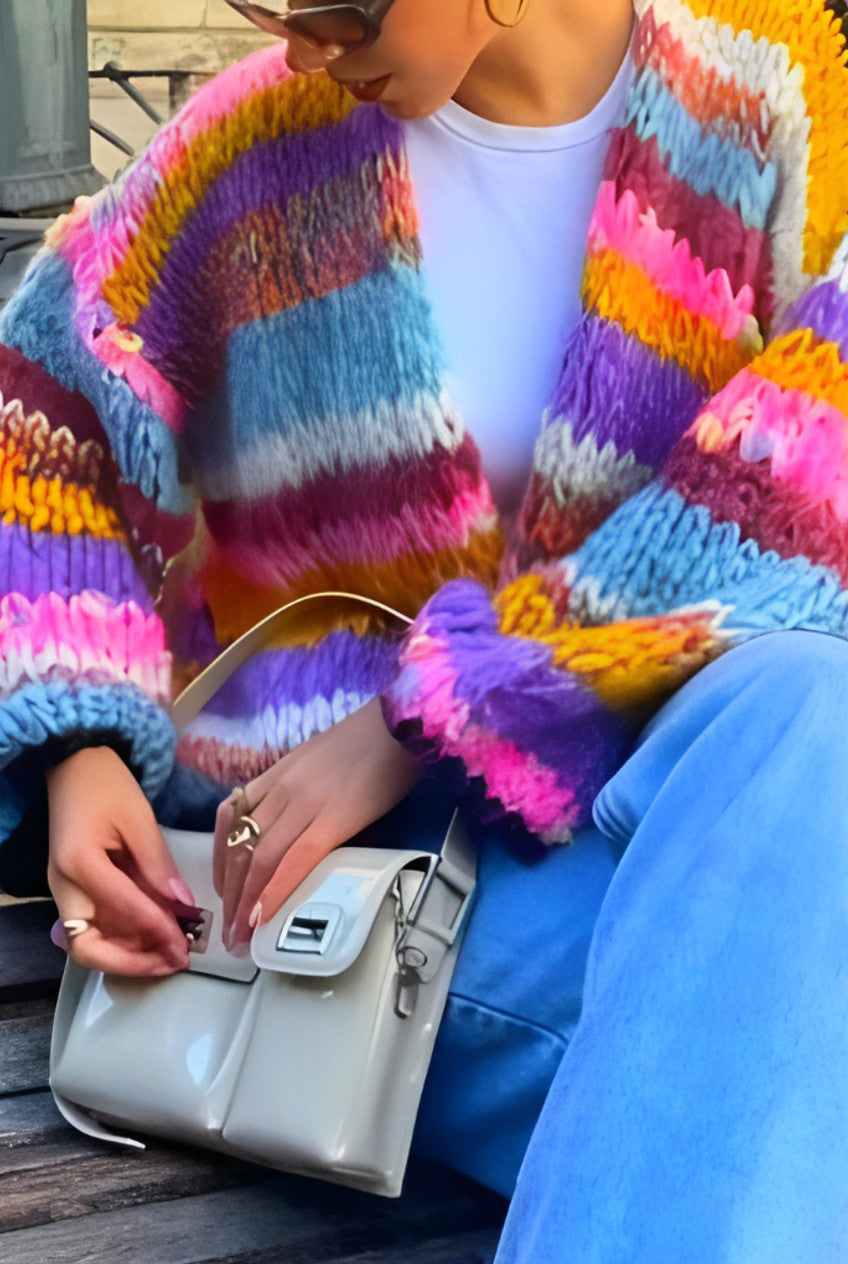 Fluffy Oversized Cardigan Open Front