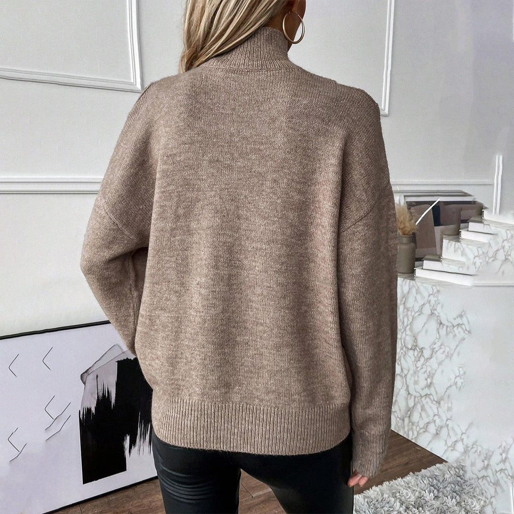 Cold Shoulder Turtleneck Sweater Oversized